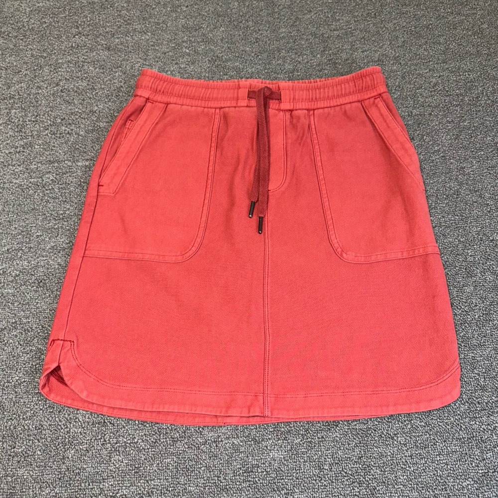 Athleta Farallon Skirt XXS Red Orange Cotton Twill Drawstring Mini Pockets Skort